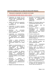 objetivos generales de las áreas de educación primaria.
