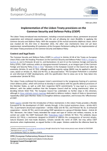 Implementation of the Lisbon Treaty provisions on the Common
