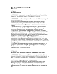 LEY DE INTELIGENCIA NACIONAL Ley 25.520 TÍTULO I Principios