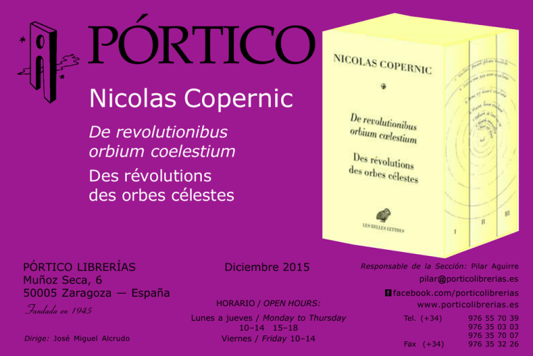 Nicolas Copernic De revolutionibus orbium coelestium Diciembre