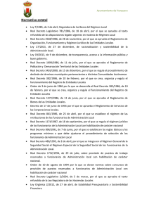 Normativa de aplicación al Ayuntamiento de Yunquera