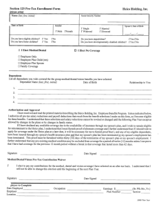 Section 125 Pre-Tax Enrollment Form Heico Holding, Inc. - Bo