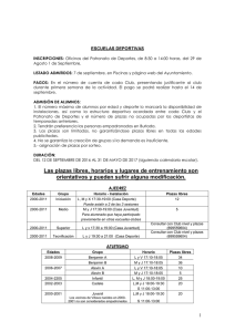 Información plazas y horarios Escuelas Deportivas 2016 2017