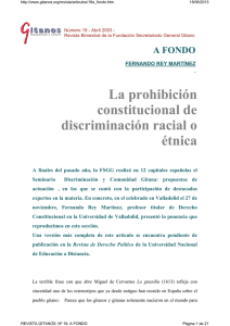 La prohibición constitucional de discriminación racial o étnica