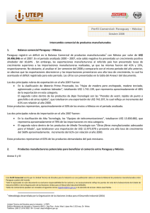 Intercambio comercial de productos manufacturados 1. Balance