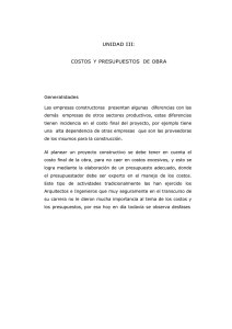 unidad iii: costos y presupuestos de obra