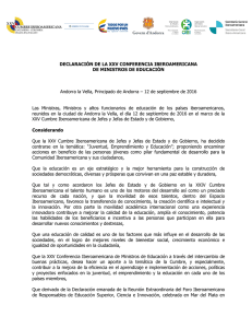DECLARACIÓN DE LA XXV CONFERENCIA IBEROAMERICANA