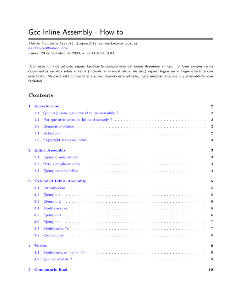 Gcc Inline Assembly - How To - TLDP-ES