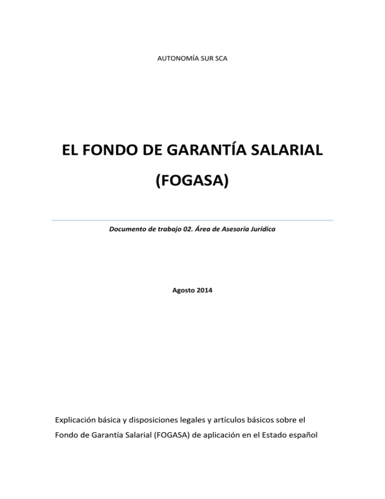 El Fondo De Garantía Salarial (fogasa)