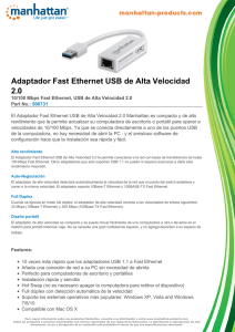 Adaptador Fast Ethernet USB de Alta Velocidad 2.0