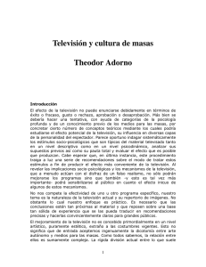 Televisión y cultura de masas Theodor Adorno