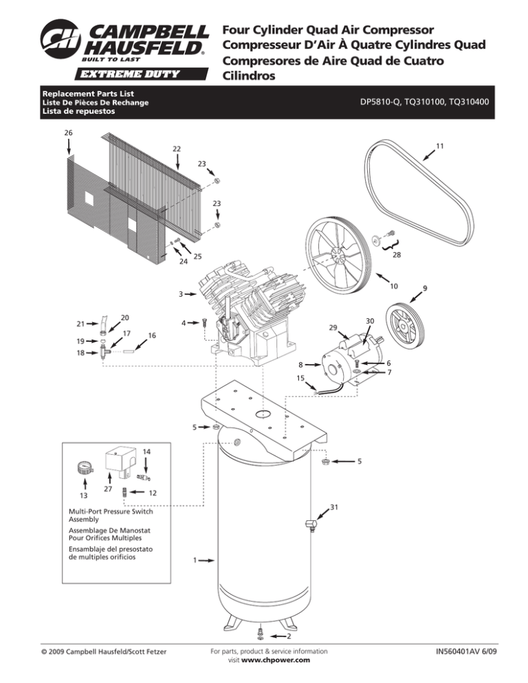 Four Cylinder Quad Air Compressor Compresseur D`Air À Quatre
