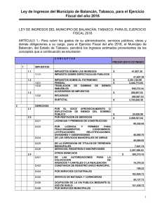 Ley de Ingresos de Balancan 2016