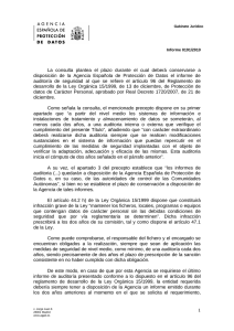 Informe AEPD 191/2010 sobre plazo de conservación de