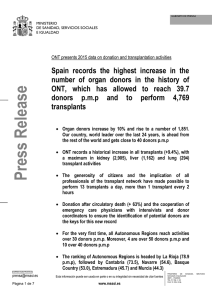 Press Release - Organización Nacional de Trasplantes