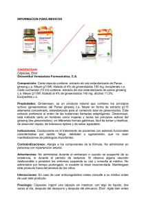 Ficha técnica Ginsenosan - Grünenthal Venezolana Farmacéutica CA