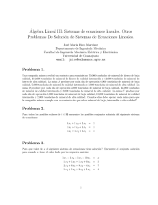 ´Algebra Lineal III: Sistemas de ecuaciones lineales. Otros