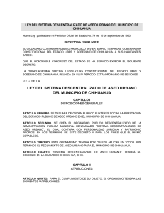 ley del sistema descentralizado de aseo urbano del municipio de