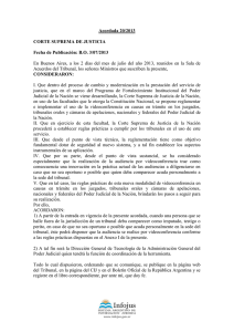 Acordada 20/2013 CORTE SUPREMA DE JUSTICIA Fecha de