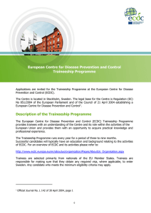 European Centre for Disease Prevention and Control Traineeship