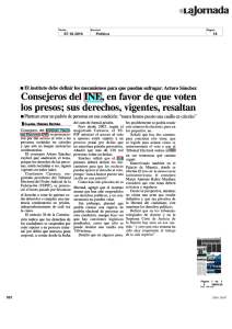 Consejeros del INE en favor de que voten los presos sus derechos