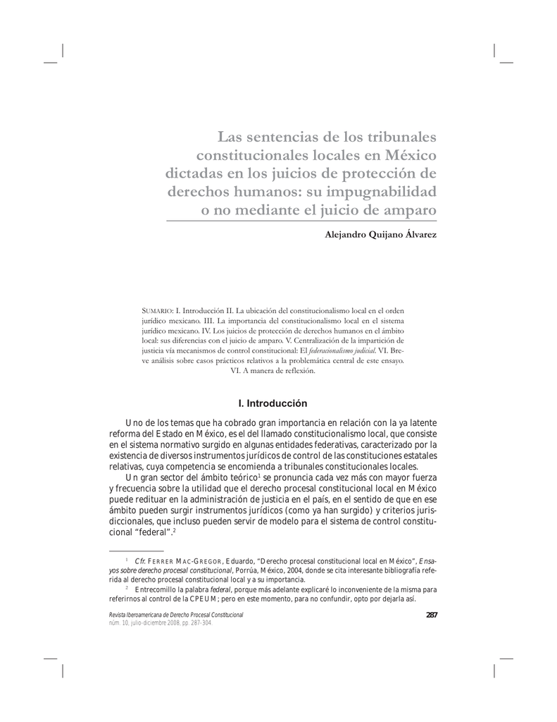 Las sentencias de los tribunales constitucionales locales