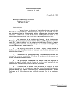 Acuerdo entre Nicaragua Y Panamá, sobre Supresión de Visado en