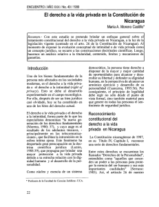 EI derecho a la vida privada en la Constitución de Nicaragua