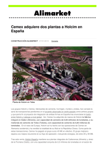 Cemex adquiere dos plantas a Holcim en España