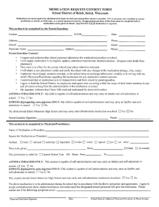 Page 1 MEDICATION REQUEST/CONSENT FORM School District