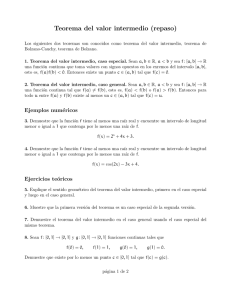 Teorema del valor intermedio (repaso)