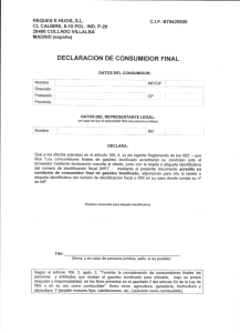 Declaración del Consumidor Final