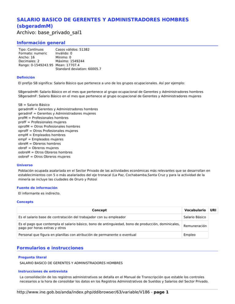 SALARIO BASICO DE GERENTES Y ADMINISTRADORES