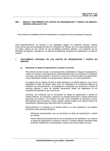 REF.: REGULA TRATAMIENTO DE GASTOS DE ORGANIZACIÓN Y