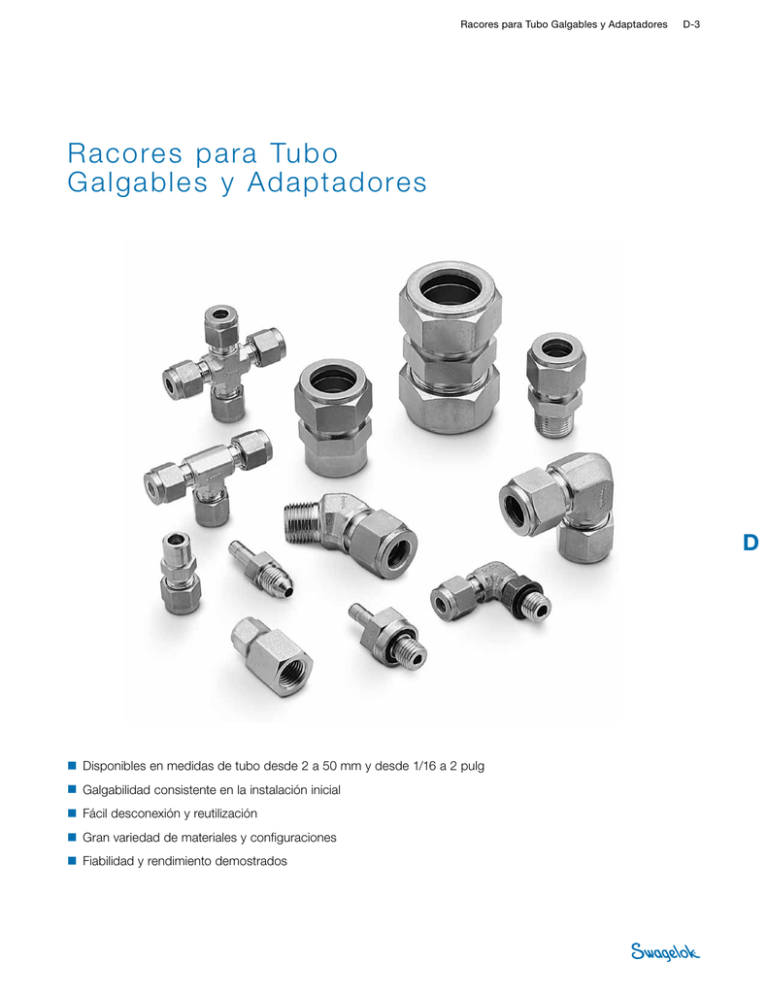 Racores Para Tubo Galgables Y Adaptadores