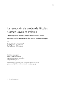 La recepción de la obra de Nicolás Gómez Dávila en Polonia