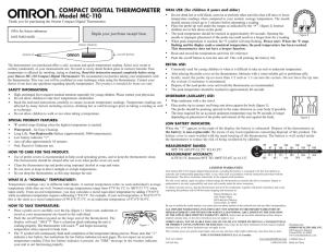 COMPACT DIGITAL THERMOMETER Model MC-110