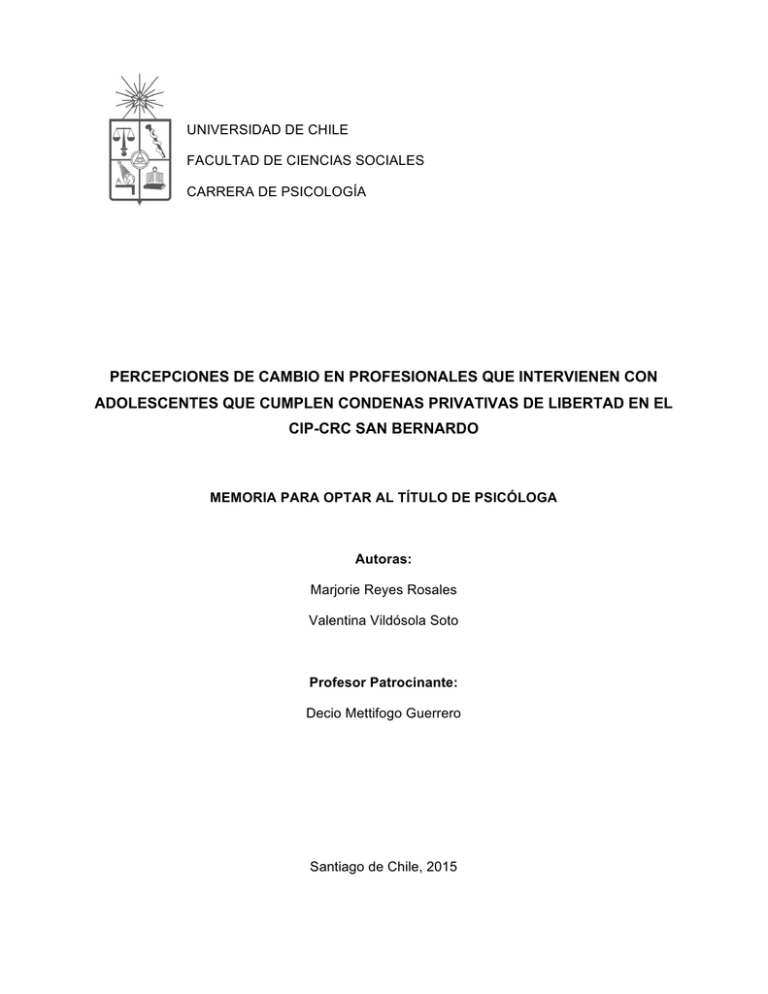 Percepciones De Cambio En Profesionales Que Intervienen Con