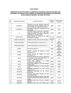 ficha tecnica suministro de útiles de oficina y elementos de