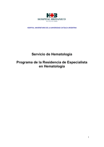 Servicio de Hematología Programa de la Residencia de