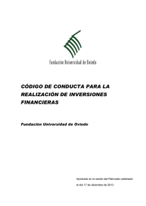 código de conducta para la realización de inversiones financieras