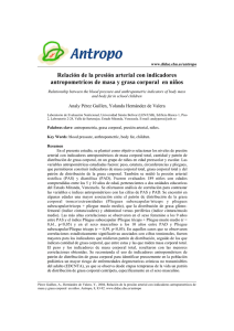 Relación de la presión arterial con indicadores antropometricos de