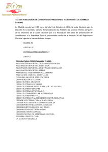 ACTA DE PUBLICACIÓN DE CANDIDATURAS PRESENTADAS Y