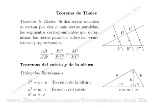 Teorema de Thales Teorema de Thales. Si dos rectas secantes se