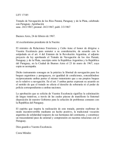 LEY 17185 Tratado de Navegación de los Ríos Paraná, Paraguay y