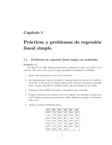 Prácticas y problemas de regresión lineal simple.