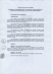 Proyecto de Decreto Supremo - Ministerio de Energía y Minas
