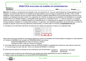 PRÁCTICA EVALUADA DE DISEÑO DE EXPERIMENTOS