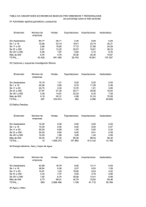 TABLA II.8. MAGNITUDES ECONOMICAS BASICAS POR