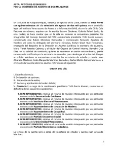 ACTA: ACT/CG/SE-32/26/08/2015 FECHA: VEINTISÉIS DE